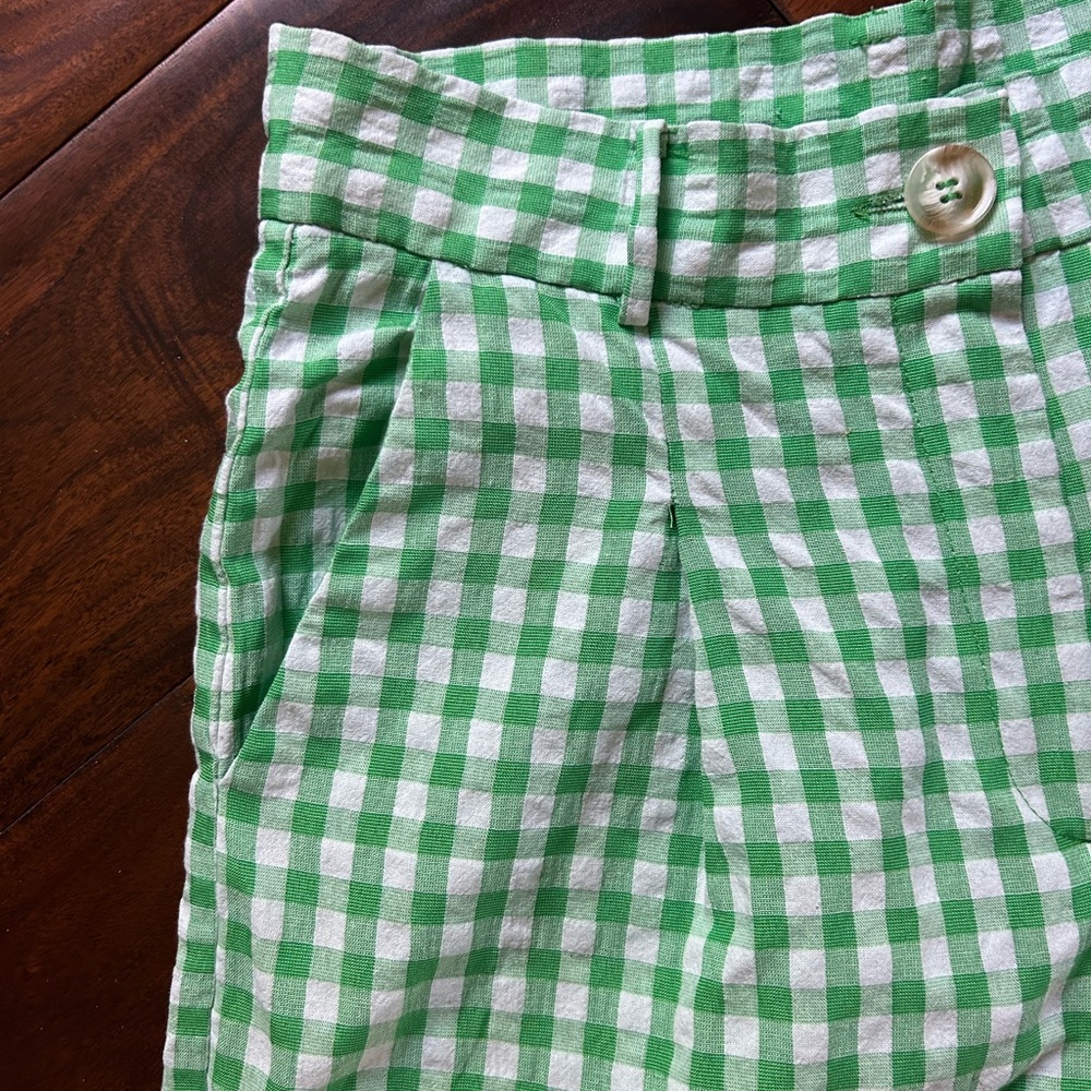 FRNCH  Green and white gingham wide leg pants